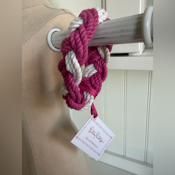🔥NWT Lilly Pulitzer Pink and White Braided Sailor Bracelet - Picture 2 of 5